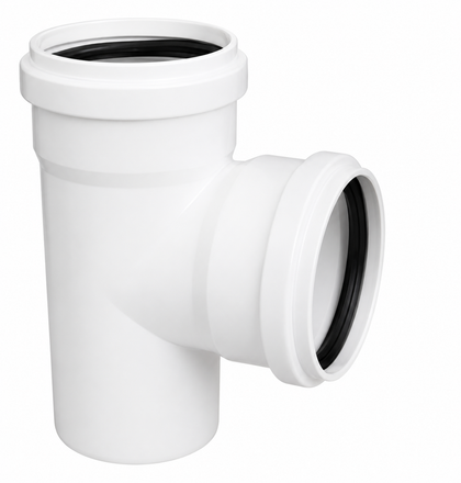 Tee de PVC Sanitario 90° (alcantarillado, 40–160 mm)