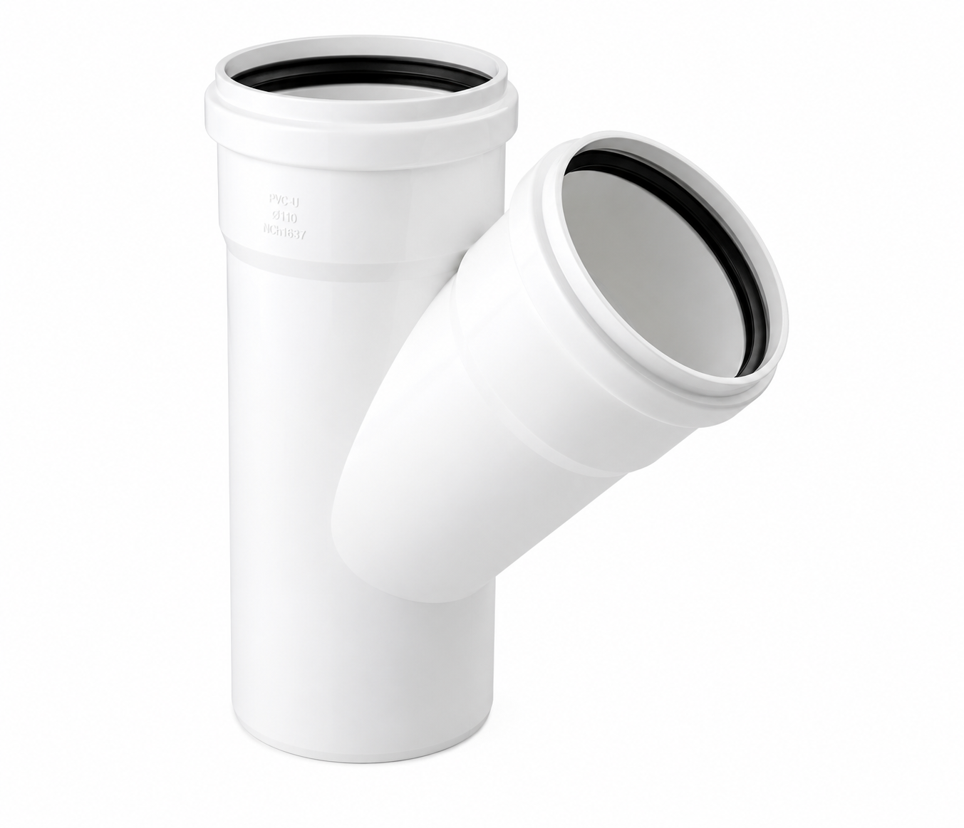 Vee de PVC Sanitario 45° (alcantarillado, 40–160 mm)