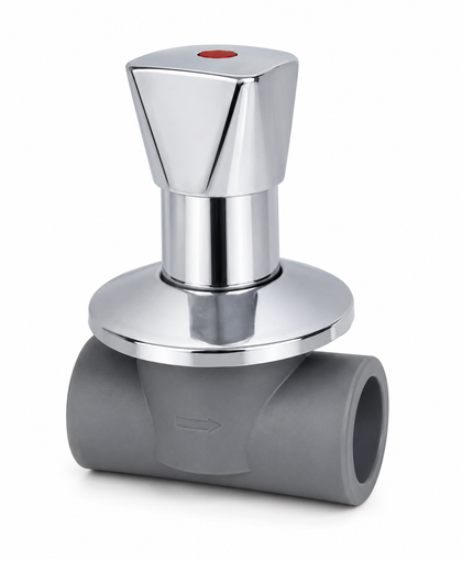 LLAVE DE PASO FUSION CON CAMPANA CROMADA
